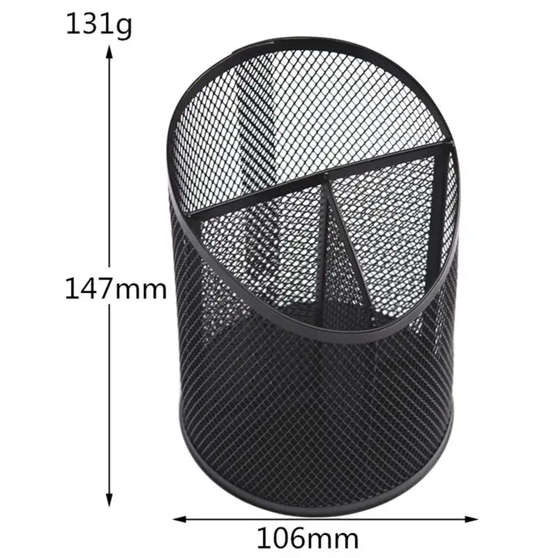 Bevel Pencil Holder Office Desk Metal Mesh Square Pen Pot Cup Case Container Organiser Durable Pencil Case Black Silver pen holder desk organizer pen and brush holder