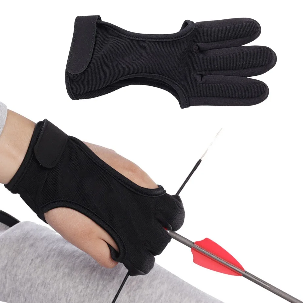 Archery Three-finger Gloves Hunting Shooting Protection Gloves Beginners Hand Guard Protector Glove Archery Protective Gear Sports Gloves Finger Gloves