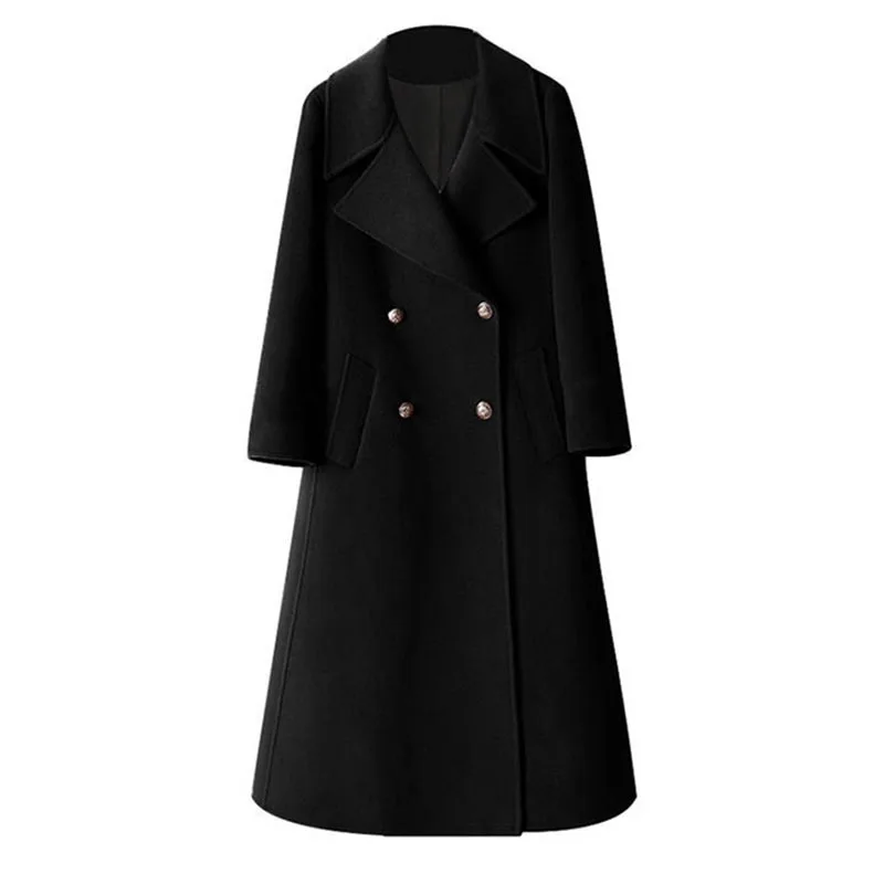 S-5XL High Quality Cashmere OutCoat For Women's 2025 New Winter Fashion Loose Fitting Long Woolen Coat Double-Breasted OutCoat