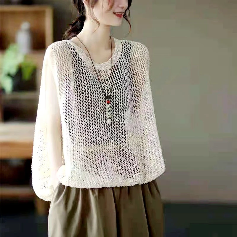 

Summer Hollow Out Women Knitted Tank With Camisole Top Fashion Vintage Harajuku Casual Oversized Clothing Vest Breathable Daily