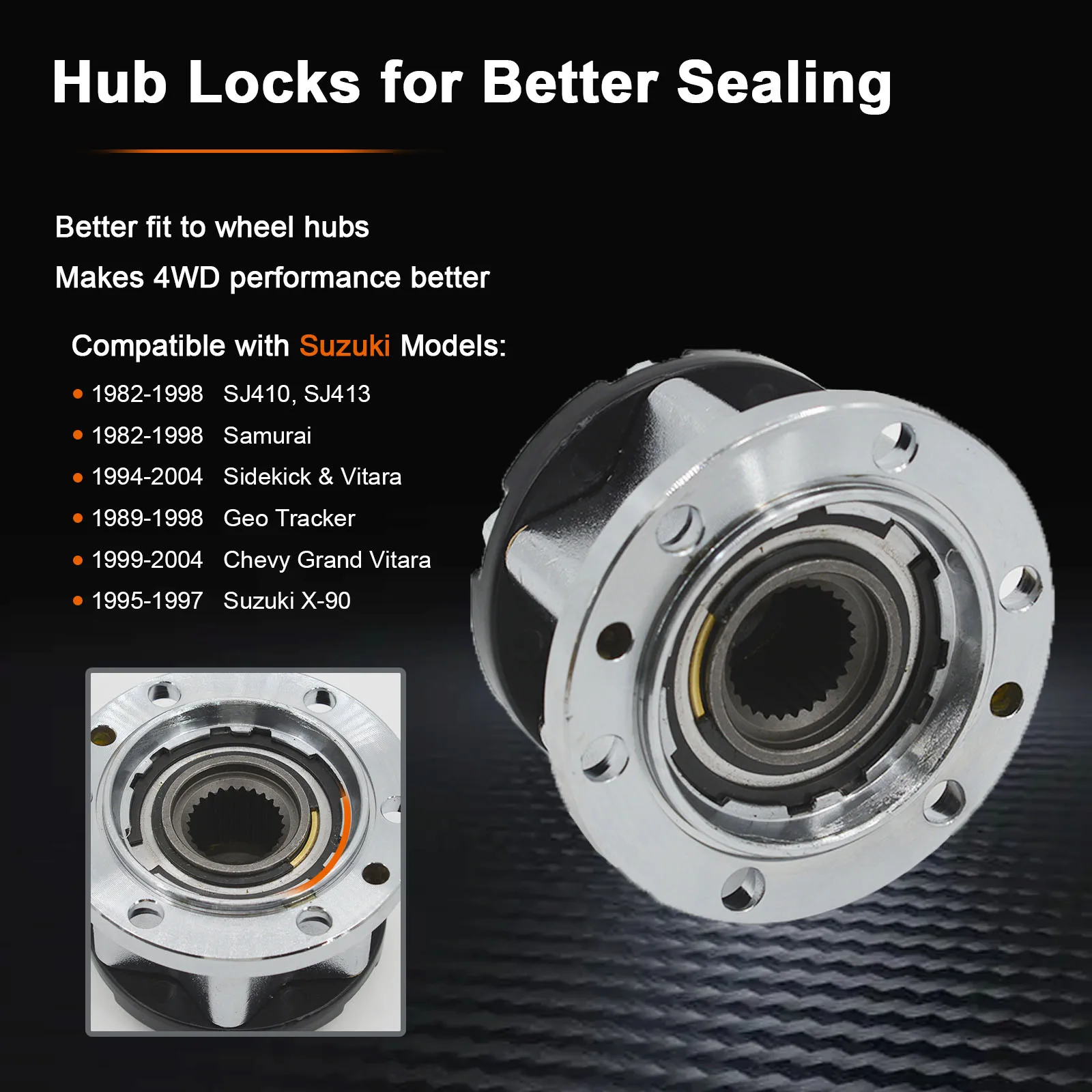 For Suzuki Samurai SJ413 Mechanical Hubs Free Wheel Locking Hubs Vitara Jimny SJ410 X90 Escudo Sierra Alloy 4381060A00 26 Spline wheel locking hub