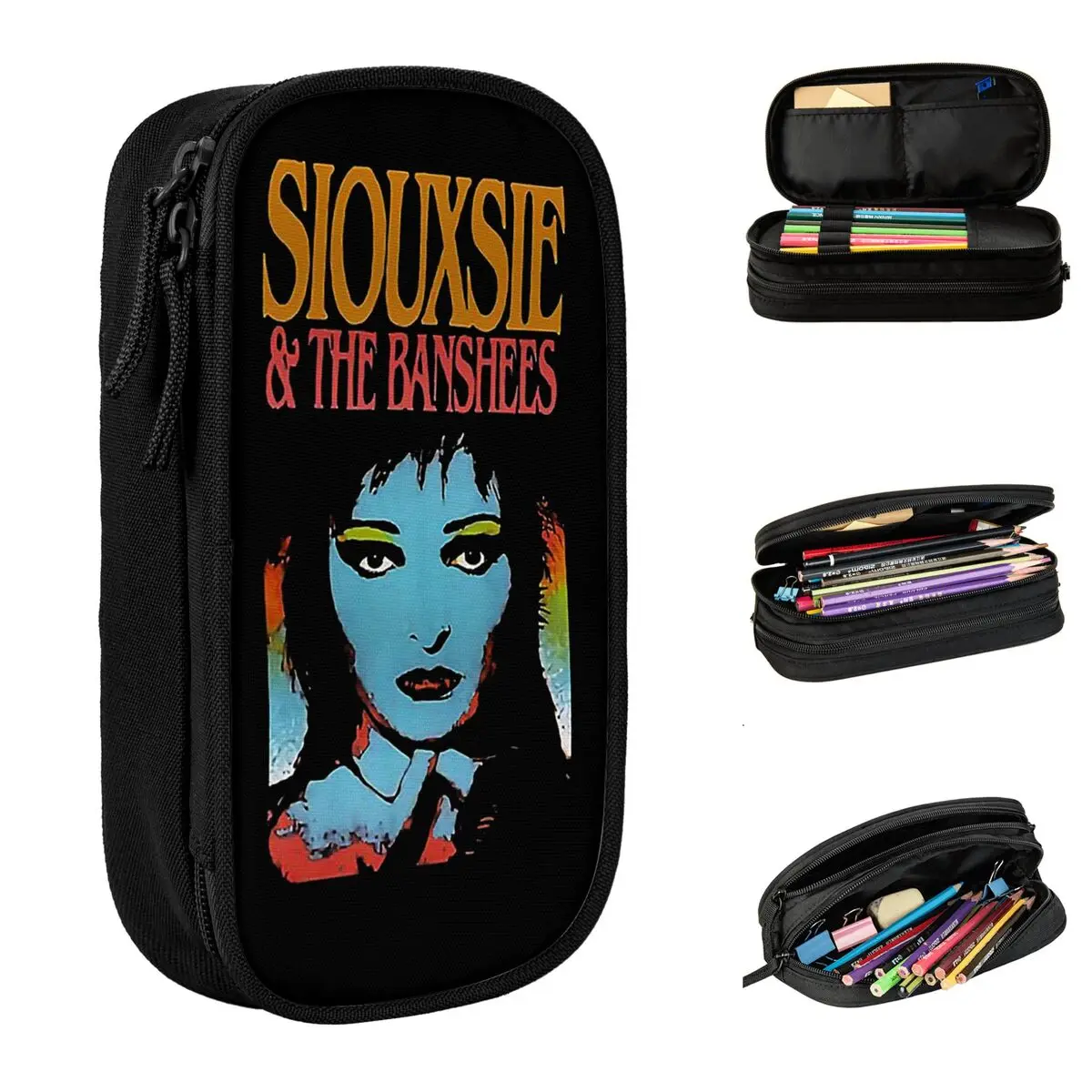 

Goth Siouxsie And The Banshees Pencil Case Double Layer Large Capacity Kids rock music Pencilcase Perfect Gifts
