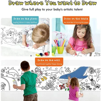 12/6/3M Children's Drawing Roll DIY Graffiti Scroll Color Filling Paper Painting Coloring Paper Roll for Kids Educational Toys 2