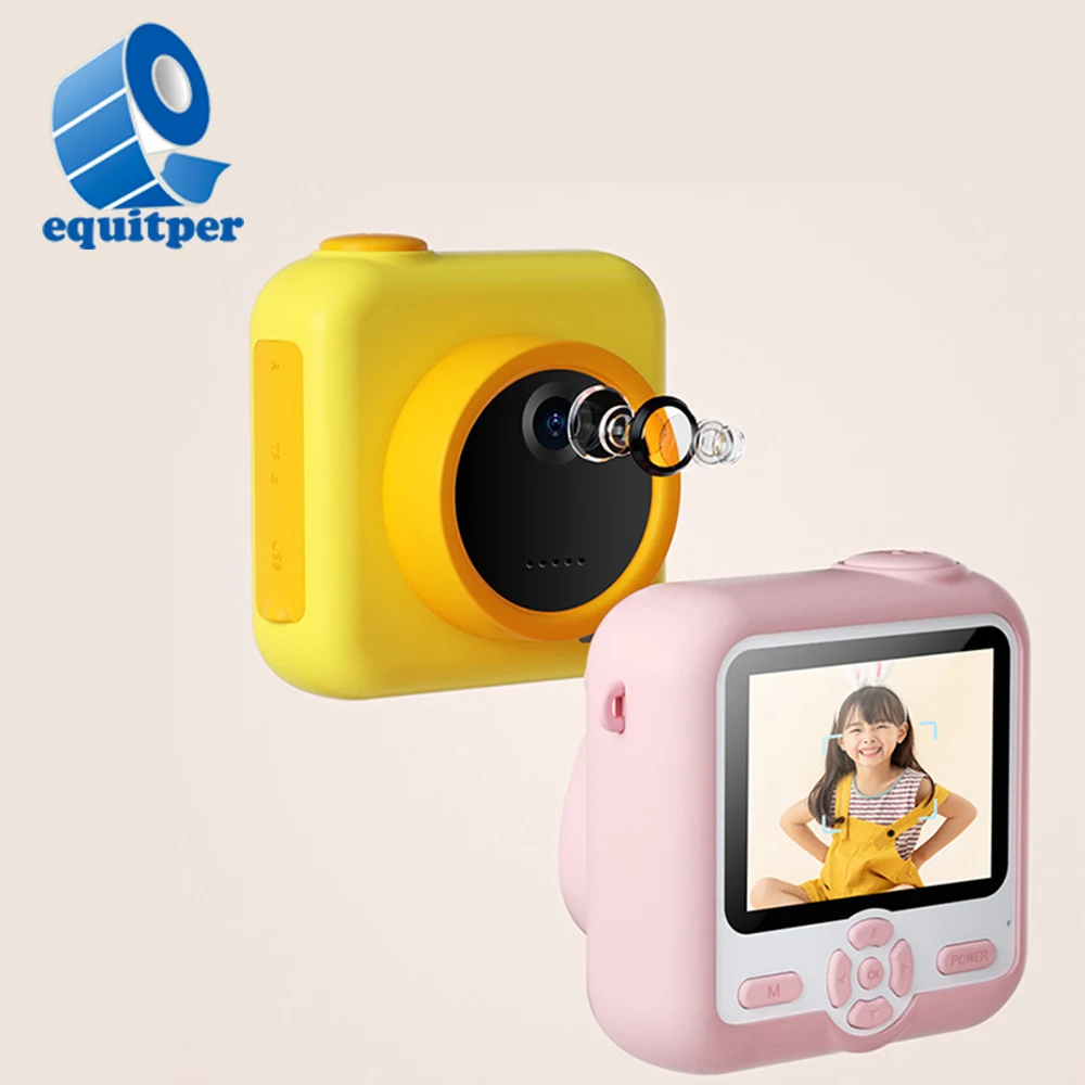 Мультипликационная детская камера EQUITPER, 2,4 дюймовый IPS экран, HD DSLR камера, принтер, видео, MP3/головоломка, игровая консоль