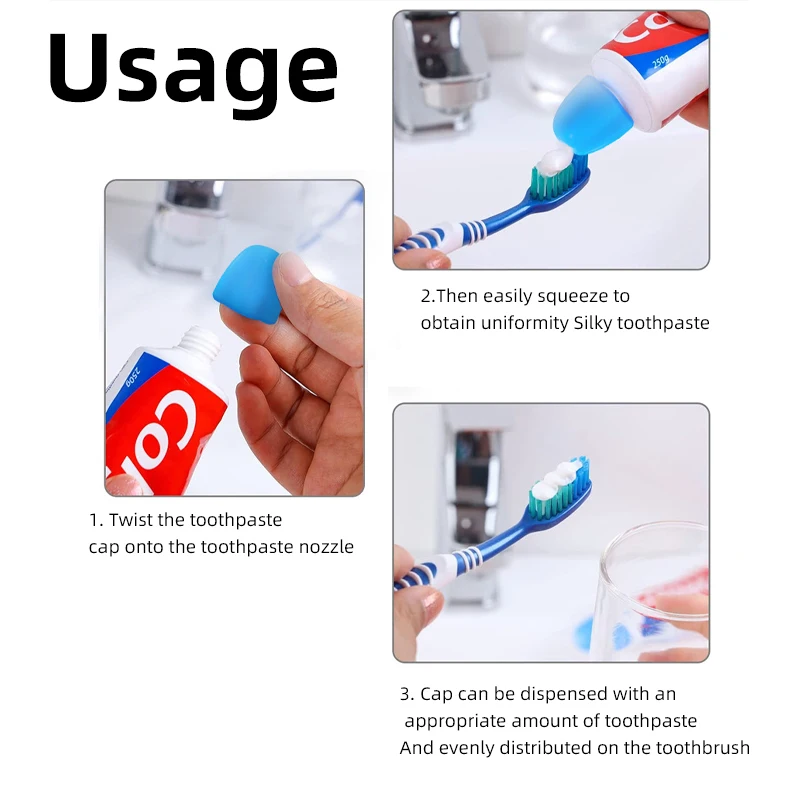 4pcs Silicone Toothpaste Caps Self-sealing Toothpaste Squeezer Toothpaste Pump Dispenser Cosmetics Self-Closing  Saver Covers 5