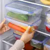 Sealed Rectangular Refrigerator Storage Box with Lid Plastic Trasparent Crisper Food Containers Stackable Microw 5