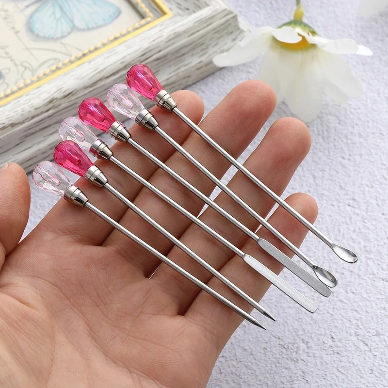 3Pcs/Set Crystal Drip Glue Stirring Rod Bubble Needle Set DIY Handmade Resin Mold Tool Kit Bubble Needle Spoon Tool Set