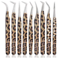 1Pcs Leopard Lash Tweezers Stainless Steel Superhard Tweezer 3D Volume Accurate Anti-Static Eyelash Extension Clip 1