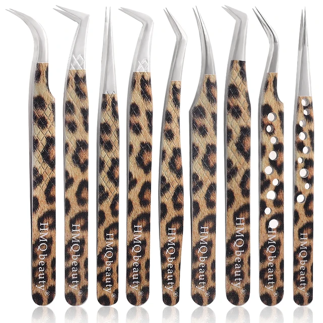 1Pcs Leopard Lash Tweezers Stainless Steel Superhard Tweezer 3D Volume Accurate Anti-Static Eyelash Extension Clip 1