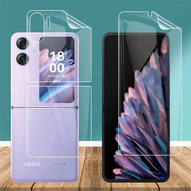 Oppo Find N2 플립 스크린 보호대 하이드로겔 필름, Oppo Find N3 플립 소프트 보호 전면 후면 보호, 유리 아님, 3 개