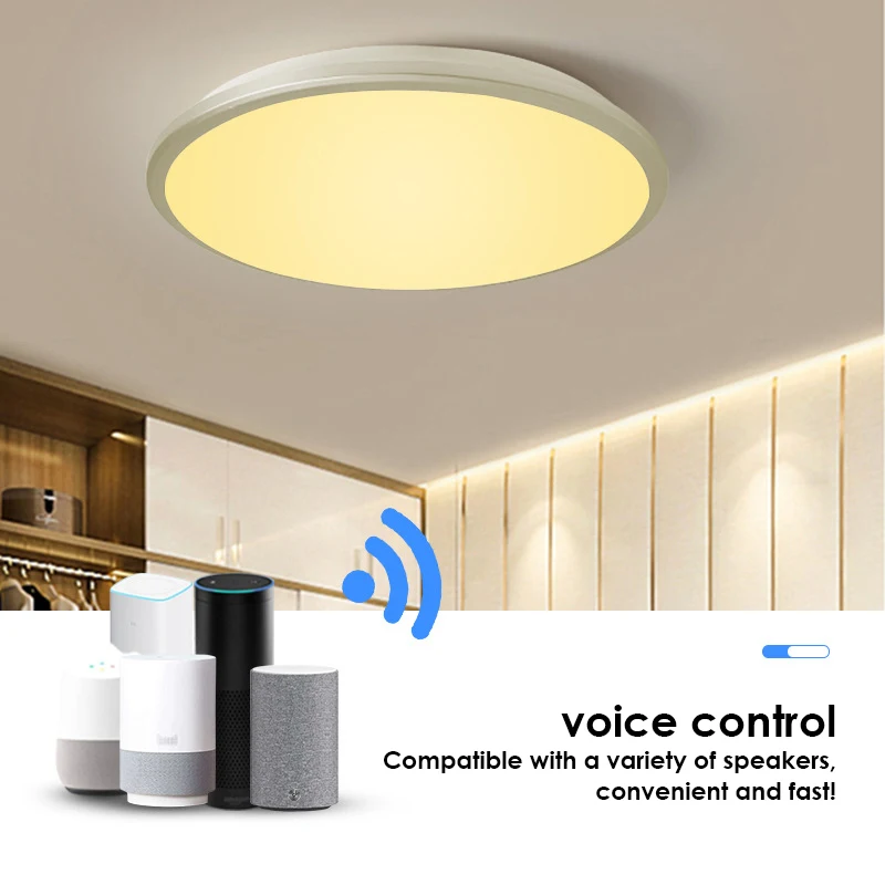 Plafonnier LED intelligent Tuya, lumière à intensité réglable, wi-fi, rvb CCT, blanc chaud, commande vocale, fonctionne avec
