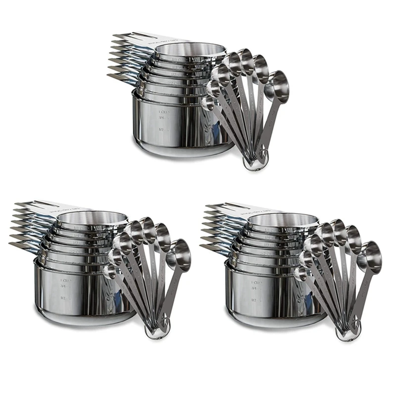 

Stainless Steel Measuring Cups And Spoons Set Of 42 Pieces,21 Nesting Cups And 21 Stackable Spoons Professional Portable