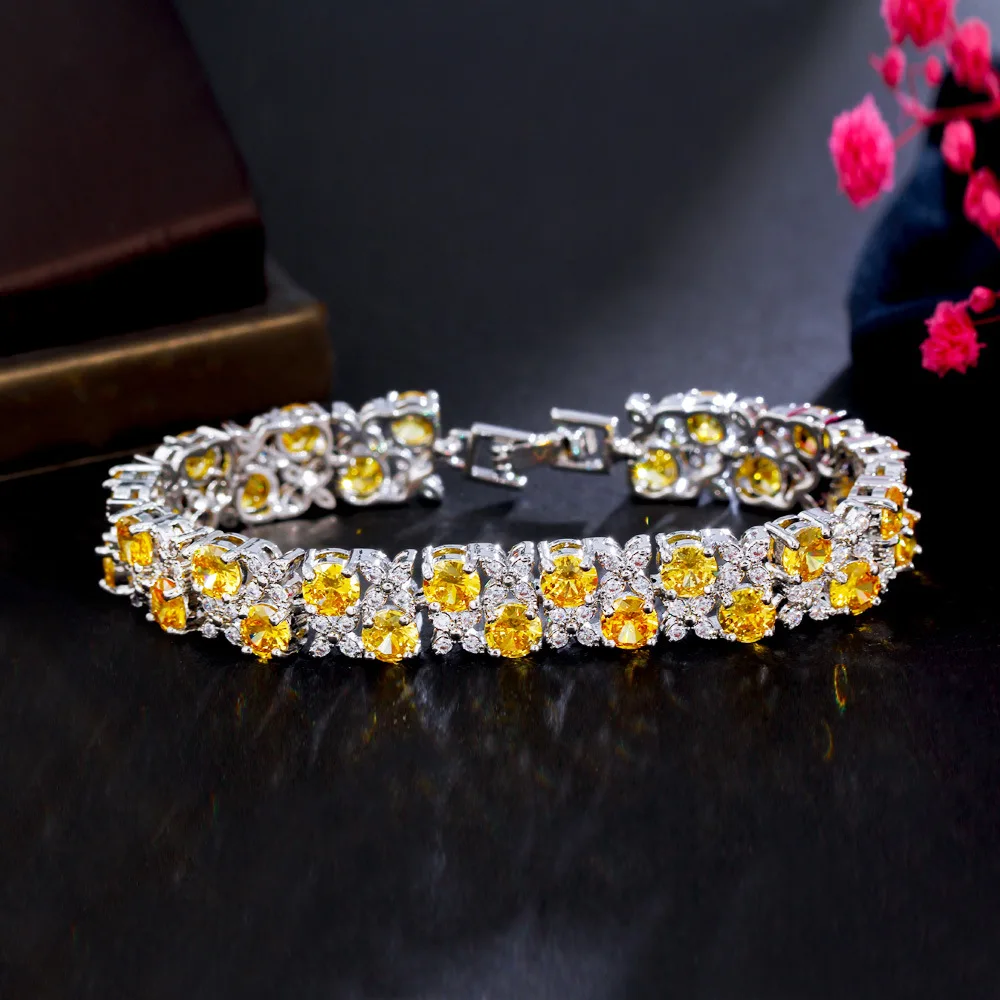 

2023 new fashion Luxury GREEN BLUE Pink CRYSTAL CZ zircon bracelet wedding bride dressing,dinner ball birthday party jewelry
