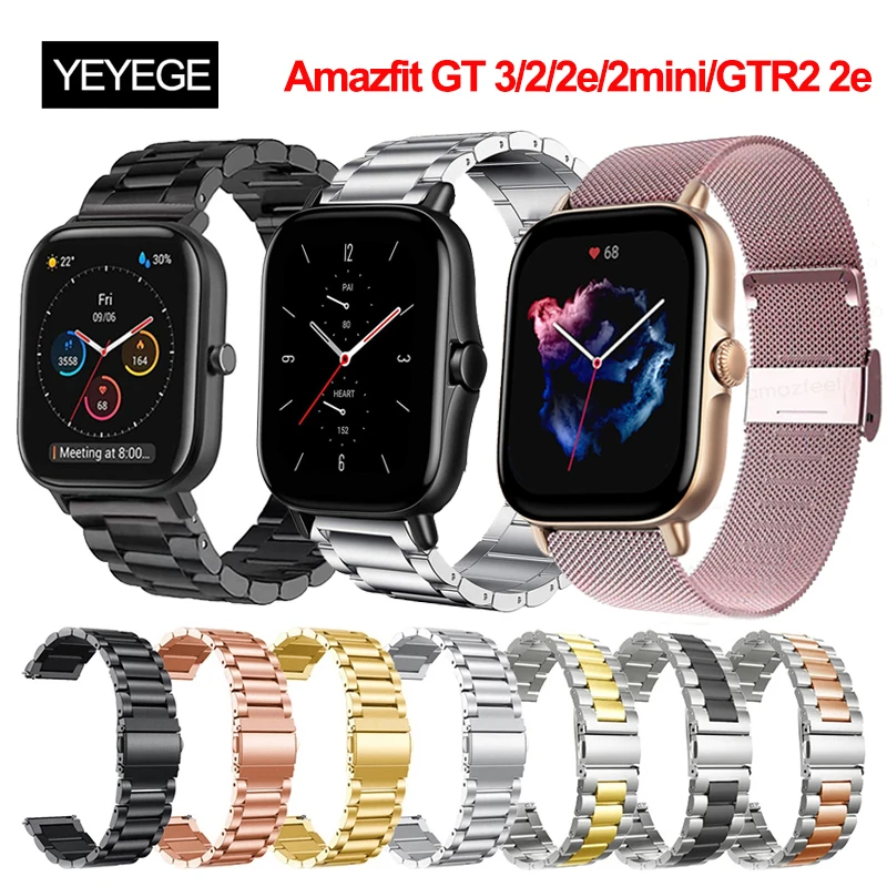 Correa Milanesa de 20mm/22mm para Amazfit GTS/2/2e/3/4/GTS2 Mini/GTR  42mm/47mm/GTR2/3/4/Pro stratos, pulsera de Metal Amazfit correa bip -  AliExpress