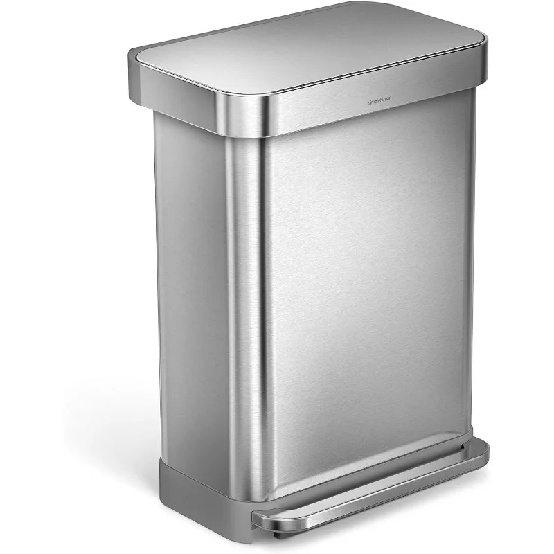 

simplehuman 55 Liter / 14.5 Gallon Rectangular Hands-Free Kitchen Step Trash Can with Soft-Close Lid