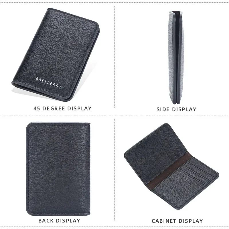 Men's Leather Card Wallet Minimalist Small Thin Purse Soft Slim Mini Credit Card Bank ID Card Holder Wallet for Men 4