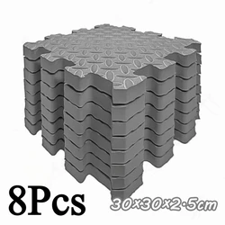 8 - Piece Thick Non - Slip Shock - Absorbing Interlocking Fitness Mat - 8Pcs (Gray)