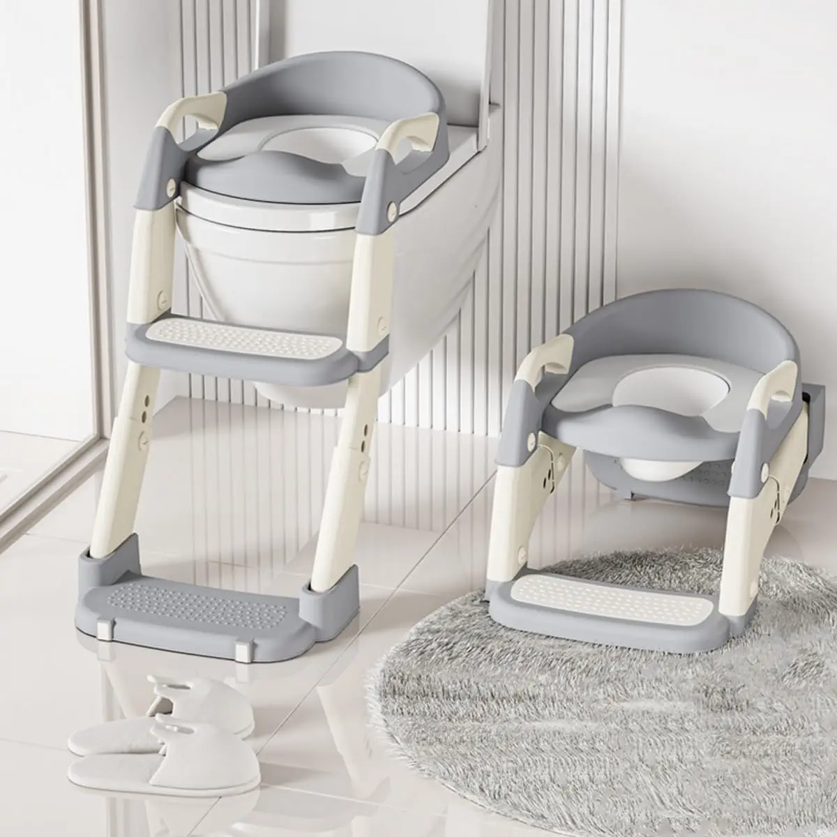 3-in-1 Kids Potty Training Seat with Steps, Foldable Toddler Toilet Ladder and Standing Potty Mode