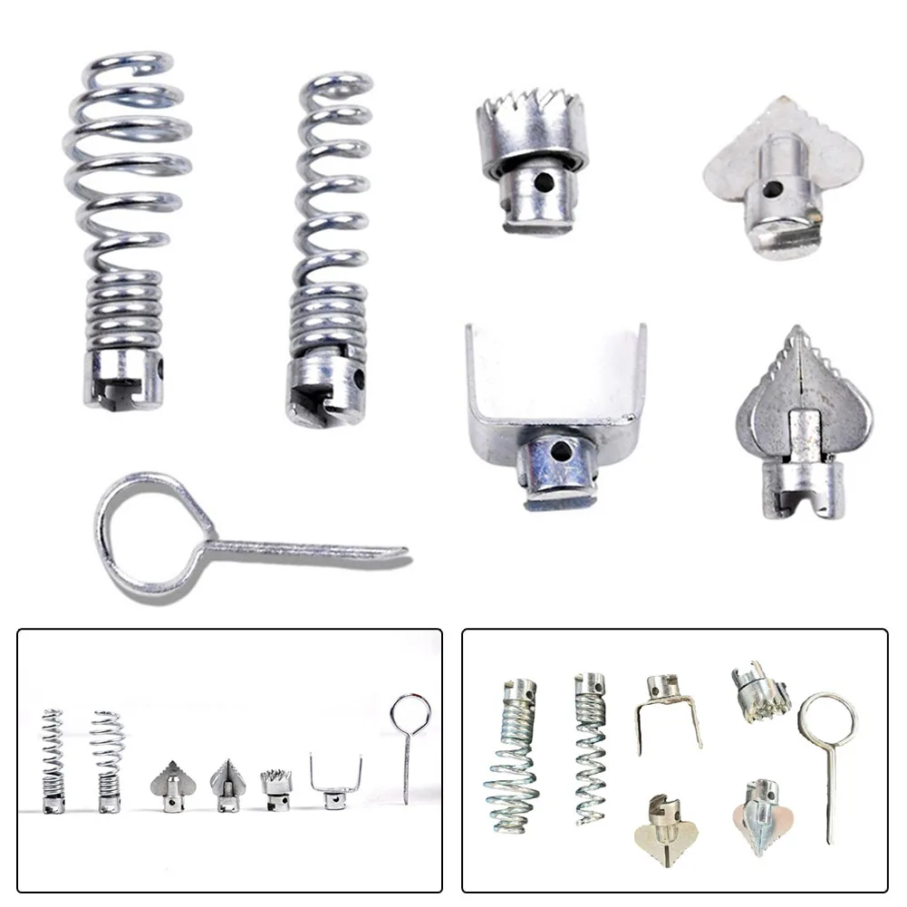 

7pcs Drain Cleaner Cutter Set 16mm Dredging Tools Combination Spring Cutter Head Adapter Power Tool Accessories