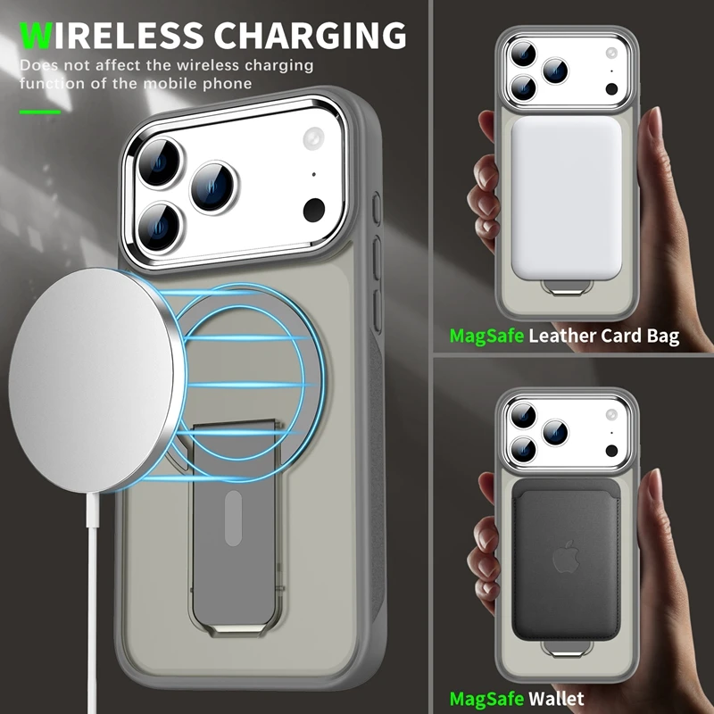 Magnetic Folding Stand Matte Bumper Phone Case with Magsafe Compatibility