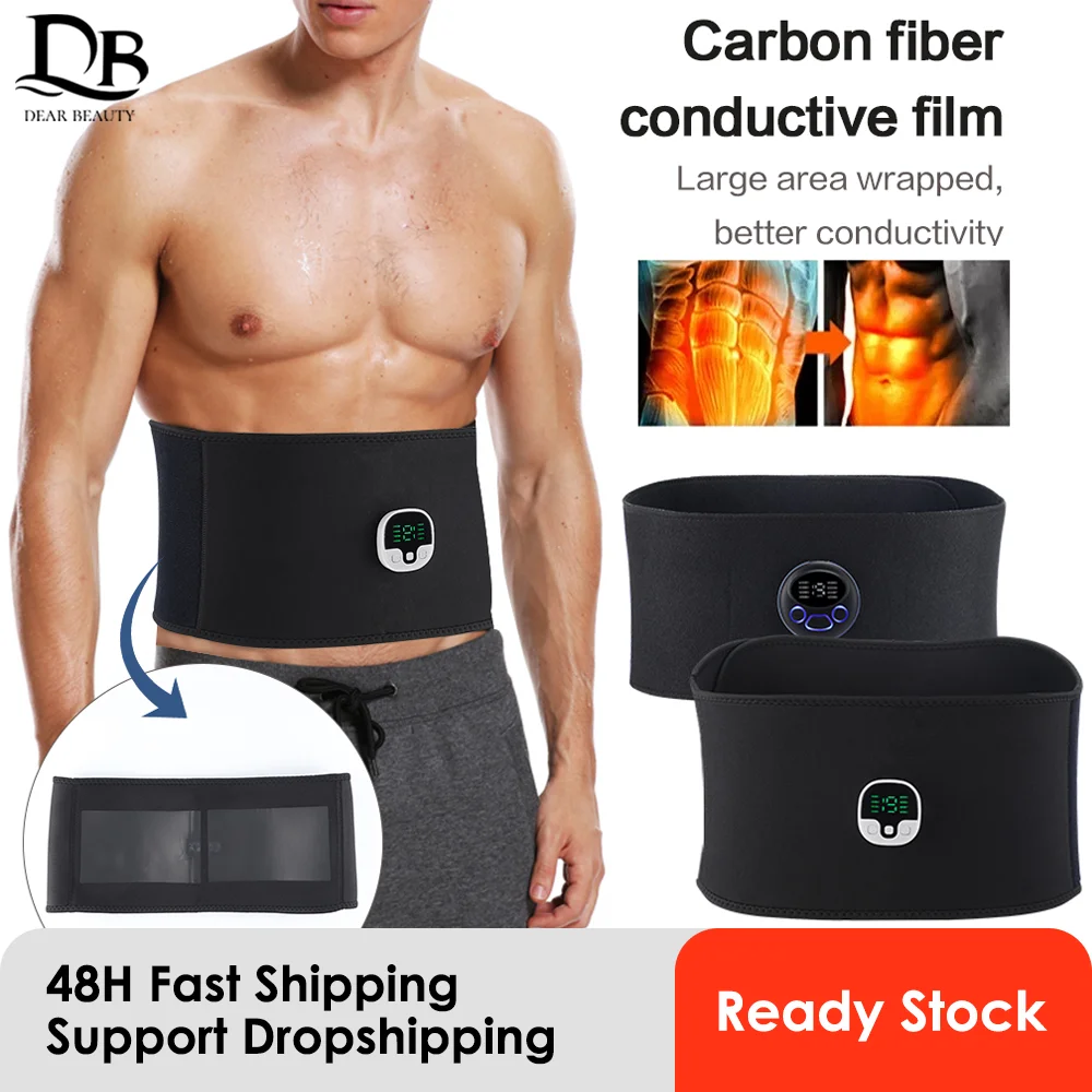 

EMS Muscle Stimulator ABS Abdominal Trainer Toning Belt USB Recharge Body Belly Weight Loss Body Slimming Vibration Belt Unisex