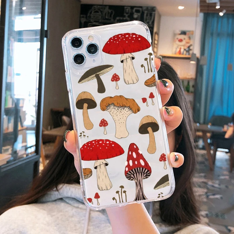Kawaii Mushroom Transparent Phone Case - Cute Design Back Cover