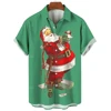 Snowman Christmas Tree Claus Santa Presents Ice Bear Mens Hawaiian Shirt 3d Print Short Sleeved Top Beach Party Clothes Loose 3