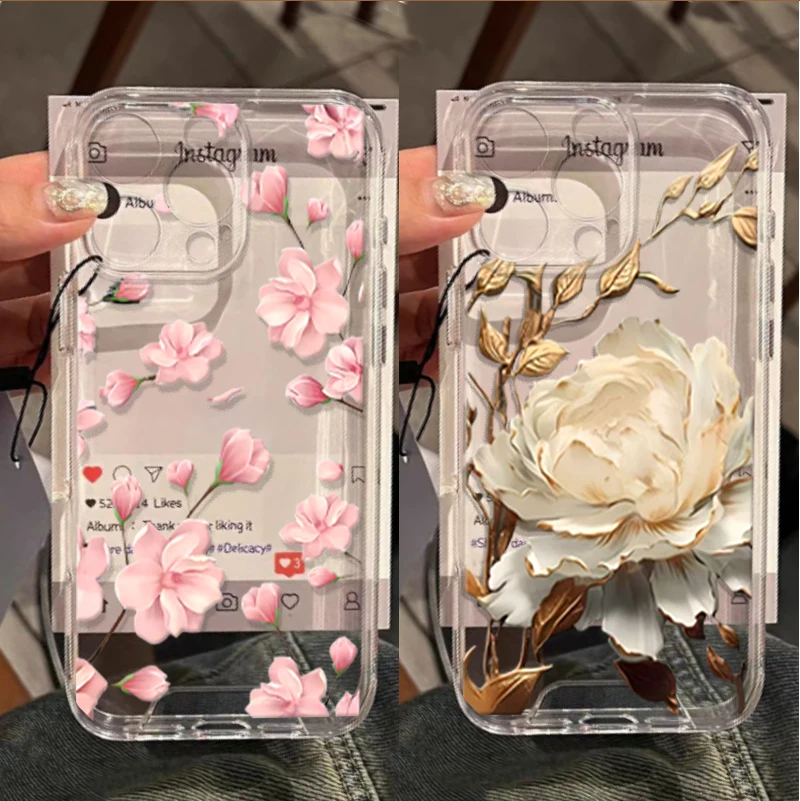 Floral Pink Violet Phone Case with Flower Design