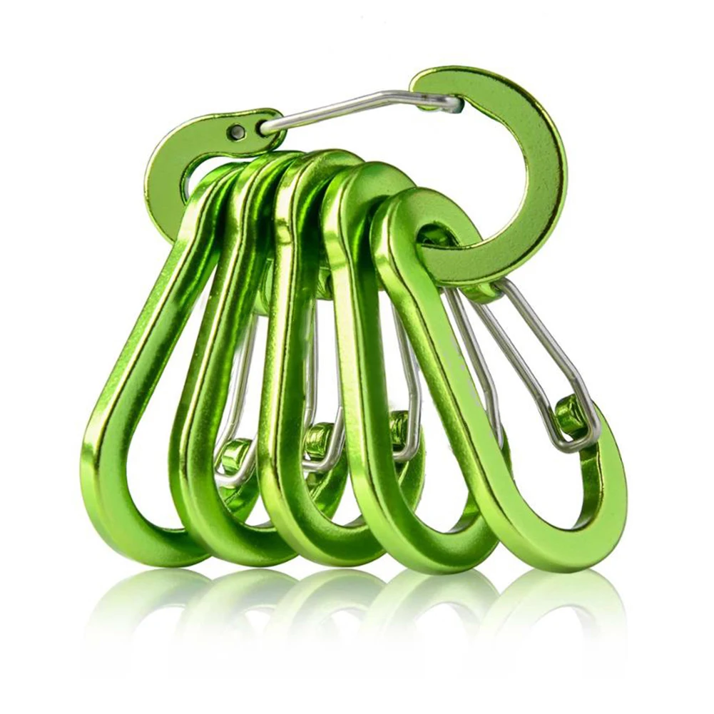 6Pcs Mini Carabiner Buckle Hook D Shape Carabiner Spring Snap Clip Multifunctional Fishing Climbing Acessories