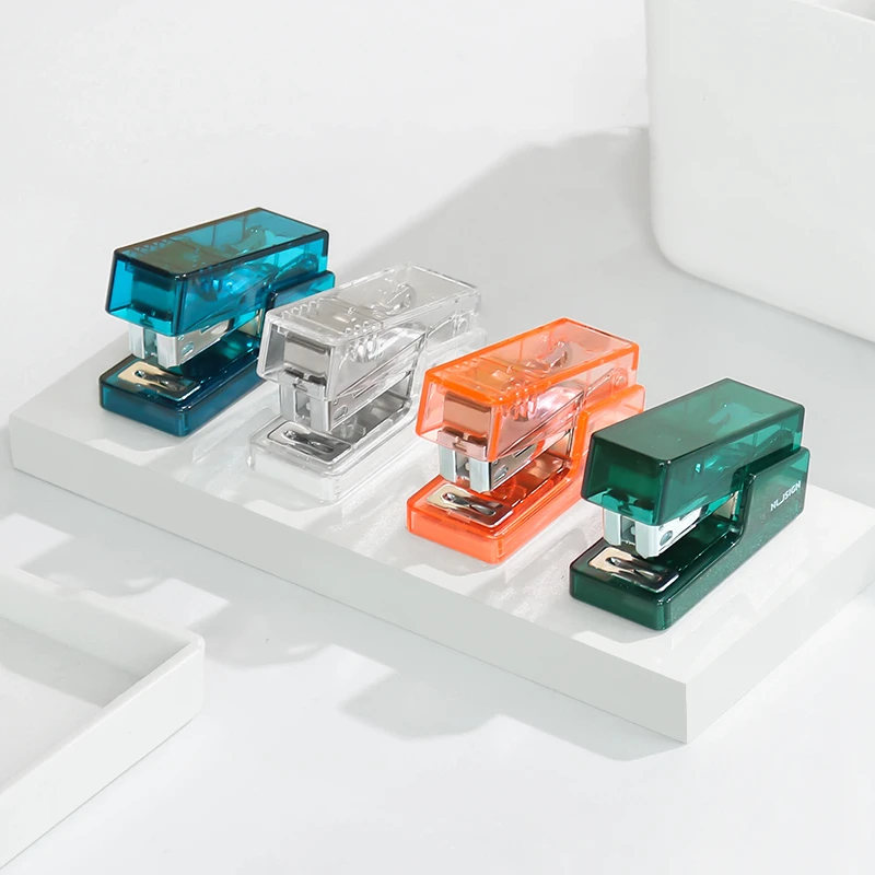 

Acrylic Transparent Stapler with 640pcs 24/6 Staples Set Mini Size Binder Office Binding Tools School Supplies H6777