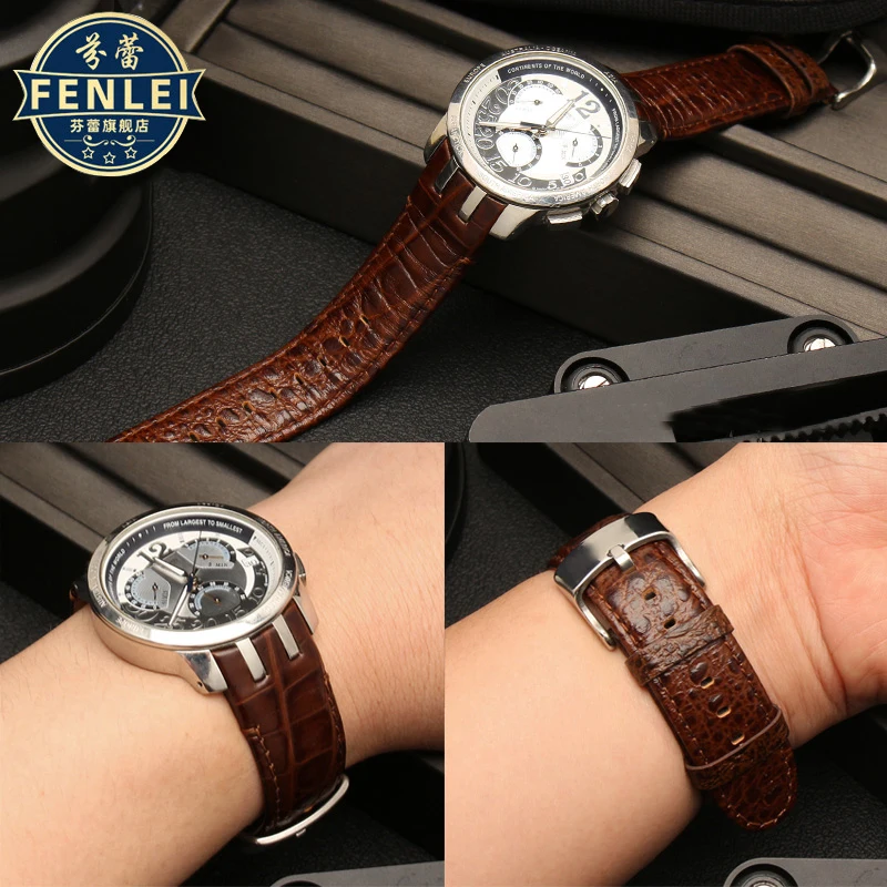 Genuine Leather Watch Strap for Swatch YRS401/402/403 412G Curved Concave-Convex Mouth Cowhide 21mm Men Watch Band Accessories
