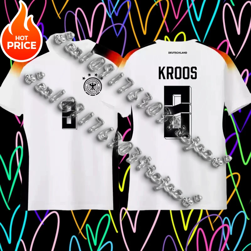 Men Retro Jersey T-Shirt Women Sports Top Children Casual Short-Sleeved T-Shirt High-Definition Printing Breathable Shirt