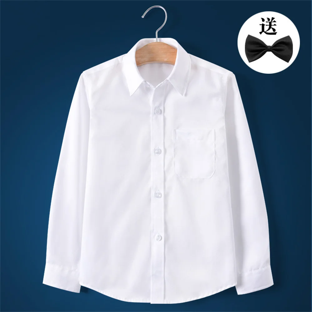 Summer Autumn children's long sleeved cotton shirt blue White for boys and girls school Uniform students shirt Children Clothes