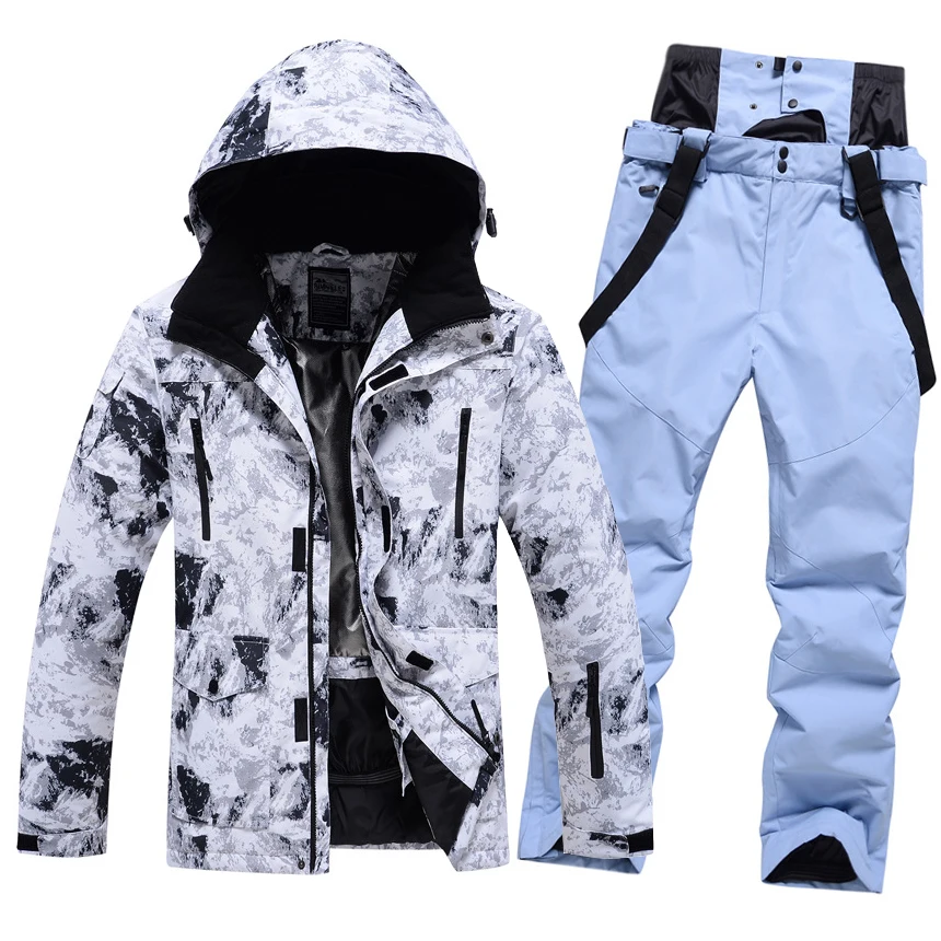 Ski Suit For Men Winter Windproof Waterproof Thick Warm Skiing Jacket and Snow Pants Set Outdoor Male Snowboard Wear ski jacket men snow jumpsuit