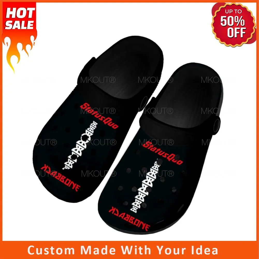 

Status Quo Rock Band Fashion Home Clogs Custom Water Shoes Mens Womens Teenager Shoes Garden Clog Breathable Beach Hole Slippers