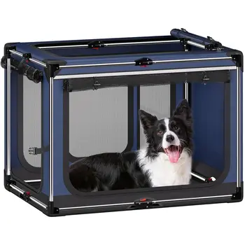 Dog Crate 38 Inch Foldable Soft Sided Dog Crate for Large Dogs, Portable Dog Travel Kennel with Soft Mat for Indoors amp Outdoor 1