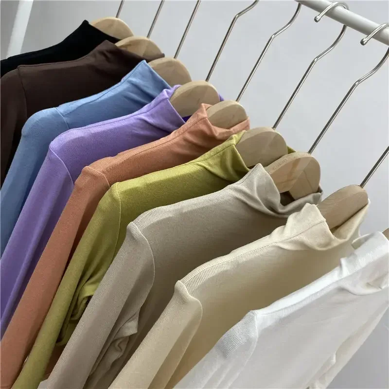 Kids Girls Solid Undershirts 2024 New Children Casual Modal T-shirts Candy Color Spring Autumn Clothing Baby Girls Thin Tops 4