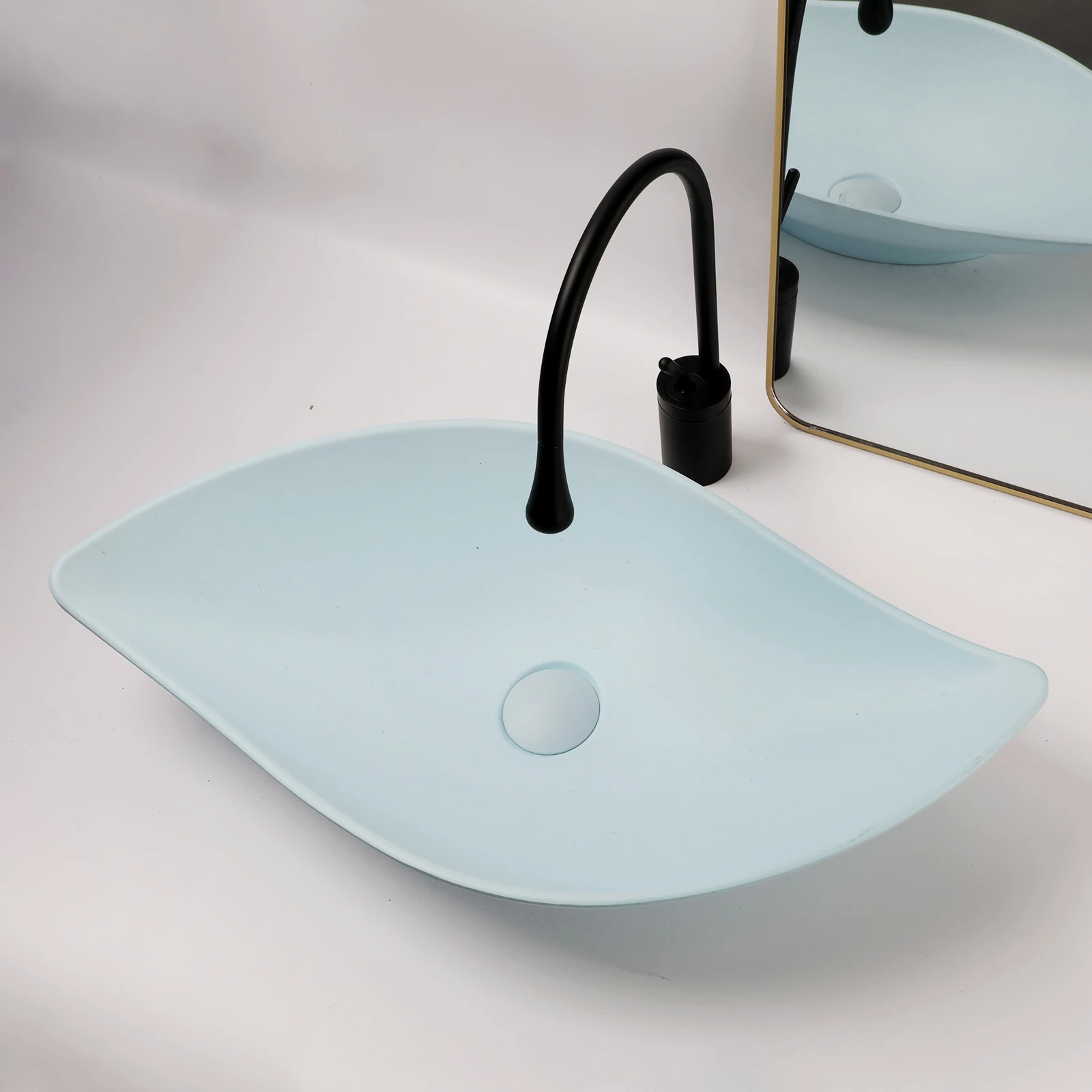 JIENI New Materials Bathroom Sink Faucet Set Multi Style Hand Painted Washbasin Water Droplet Shaped Hot Cold Taps Pop Up Drain 3