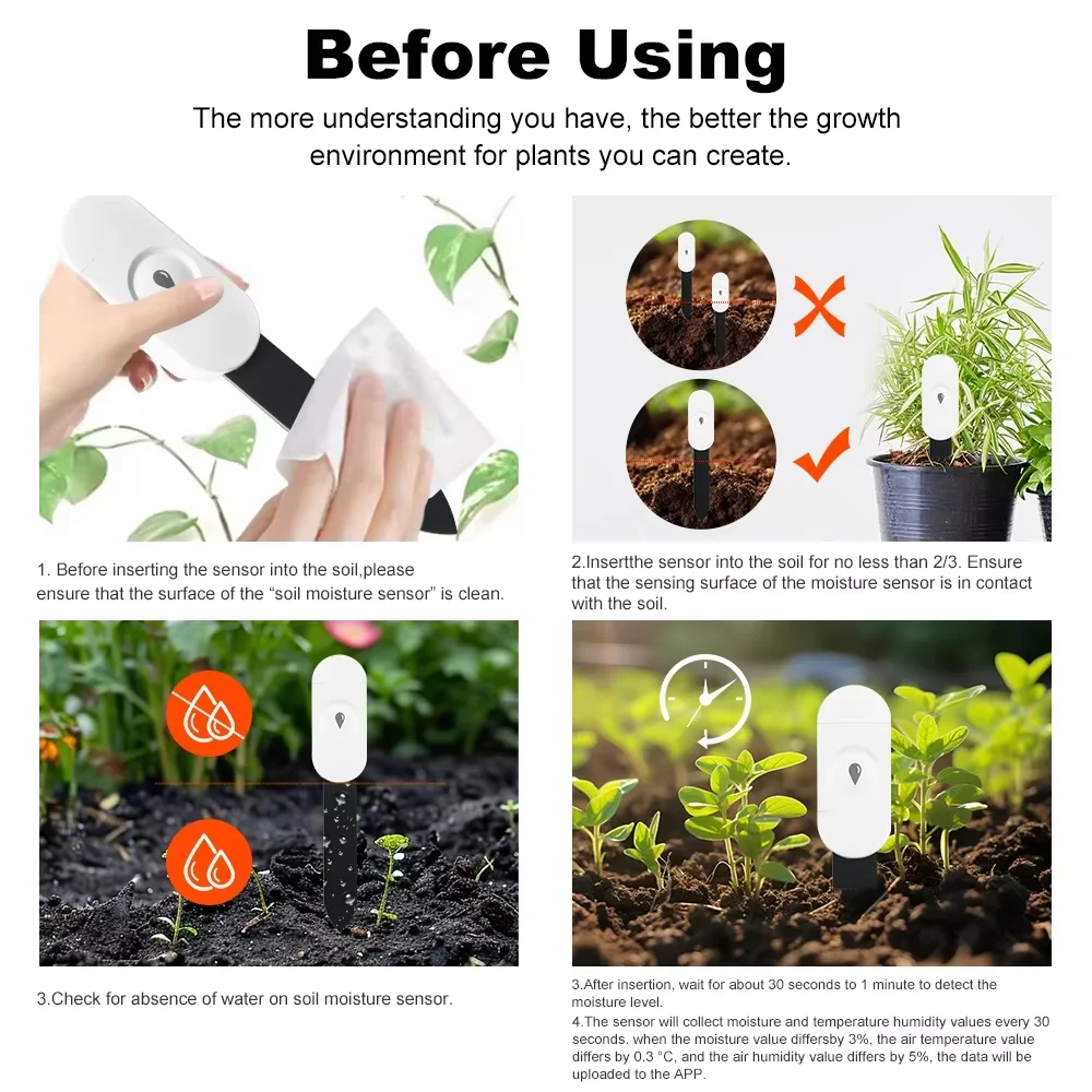 Tuya Smart ZigBee Soil Moisture Sensor Temperature Meter Humidity Sensor Plant Monitor Detector Garden Automation Irrigation