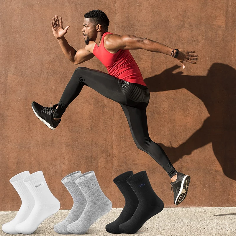 High Quality Men's Socks Casual Breathable Run Sports Socks 3 Pairs Male Cotton Socks Winter Black Socks Men Large Size40-46