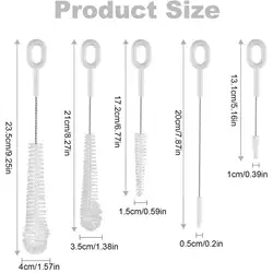 5 - Piece Flexible Bottle Cleaning Brush Set for Cups, Lids, Straws, Nipples, and More (White)