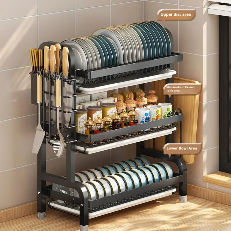 Kitchen storage rack, bowl and dish storage rack, drain rack, household ...