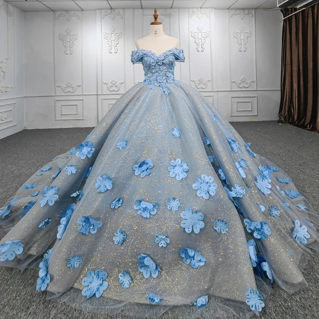 Quinceanera Dresses Ball Gown Flower Vestidos De 15 Años Blue Sweetheart Lace Beading Evening Party Dress DY9939 Bar Mitzvah 11