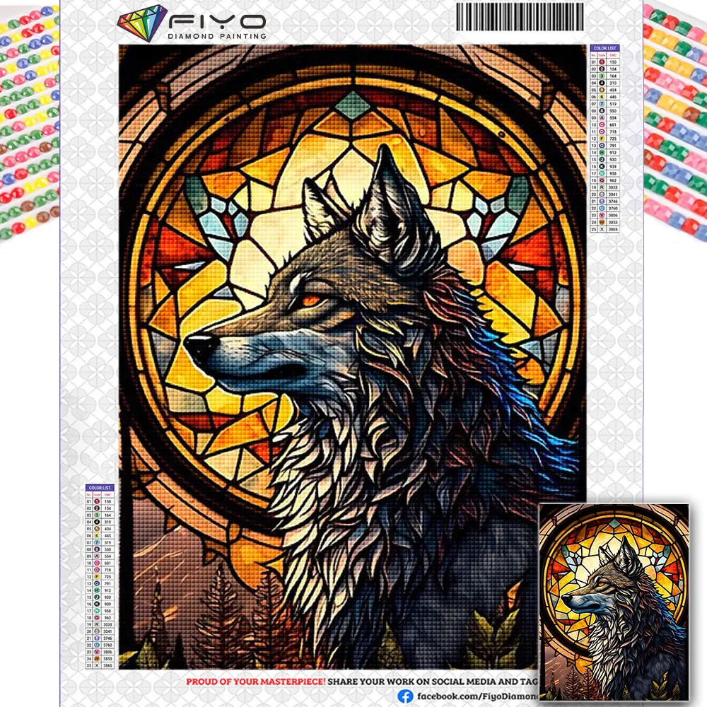 5D Diamond Painting Animal Diamond Embroidery Mosaic Wolf Parrot Picture  Full Round Rhinestone Kit DIY Home Decor Gift