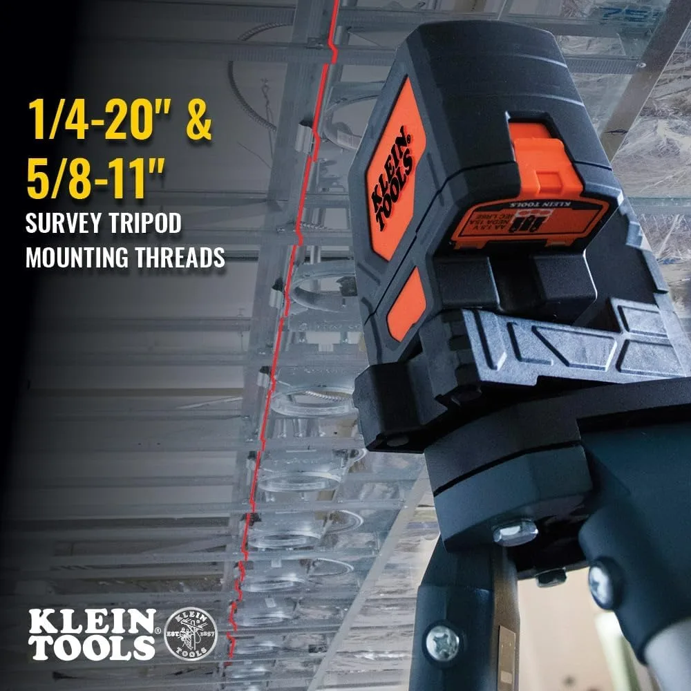Klein Tools 93LCLS Laser Level with Red Cross Lines, Plumb Spot, and Magnetic Mounting for Ceiling Clamps