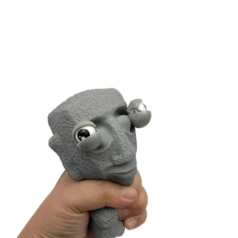 1PC Slowly Rebounds Moai Statue Squeeze Eyes Interested Expression Relaxes Stress Children's Gift Stone Man Releases Stress Toy 2