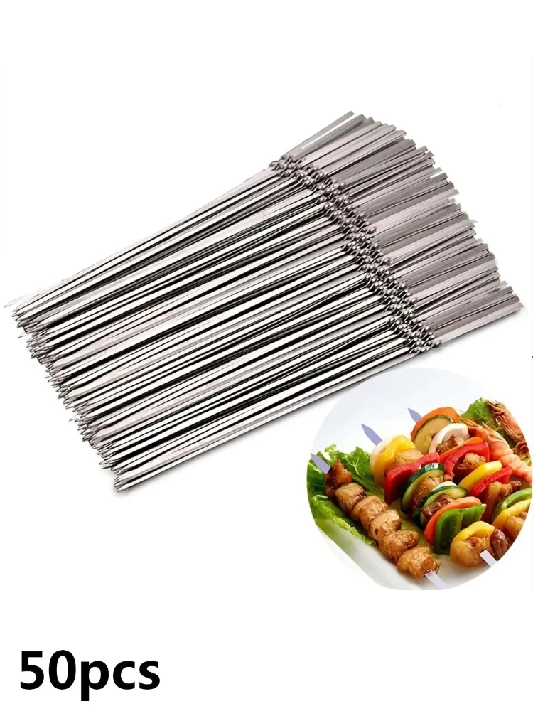 Barbecue Skewers 50 Stainless Steel Reusable 1 Tube Storage