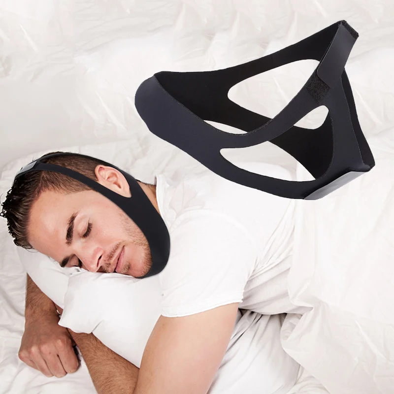 

U-Kiss Professional Large Adjustable Stop Snoring Chin Strap Comfortable Breathable Material Non-itchy Solution Black