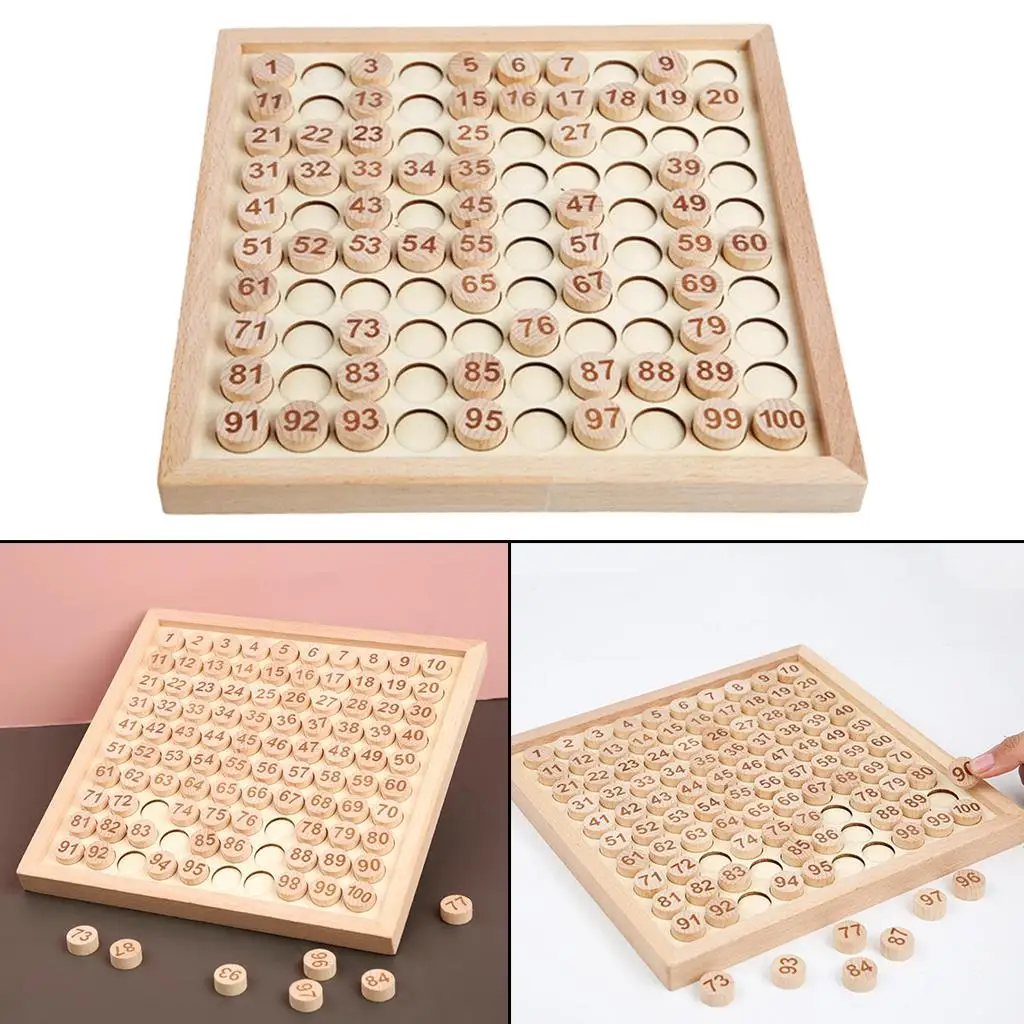 Wooden Hundred Board Game 1 to 100 Numbers Math Learning Toy