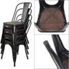 Metal Dining Chair Stackable Industrial Vintage Kitchen Chairs Indoor-Outdoor Bistro Cafe Side Chairs with Back and Wooden Seat 5